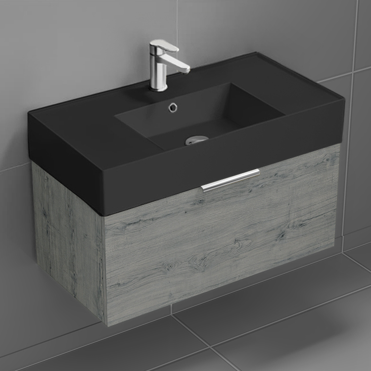 Bathroom Vanity Floating Bathroom Vanity, Modern, 32 Inch, Chrome Handle Nameeks DERIN653